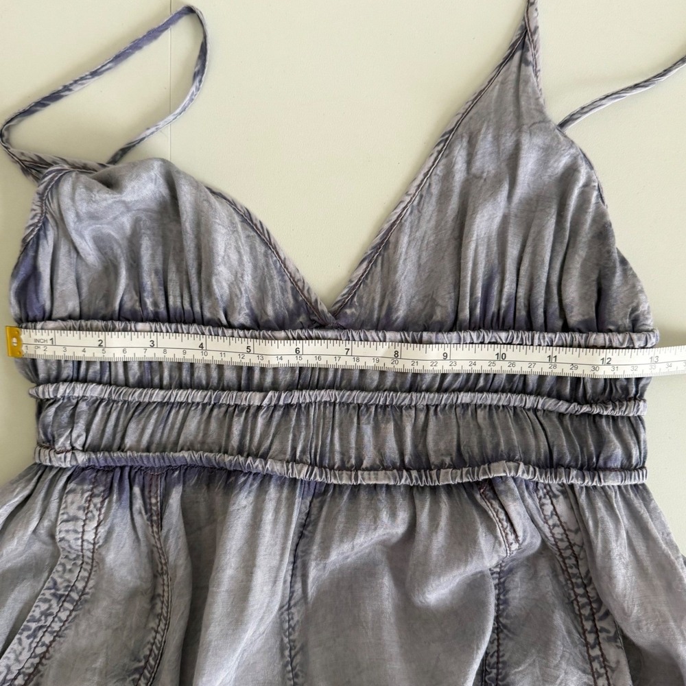 Out From Under Urban Outfitters Festival Jumpsuit Cargo Blue Gray Smocked XS - Picture 7 of 16
